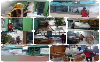 CEGAH DBD, MTsN 12 JAKARTA LAKUKAN FOGGING DI SELURUH AREA SEKOLAH